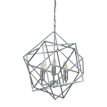 Cube 3 Lights LED Polished Chrome Pendant