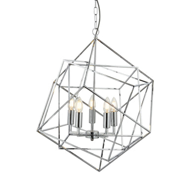 Cube 5 Lights LED Polished Chrome Pendant