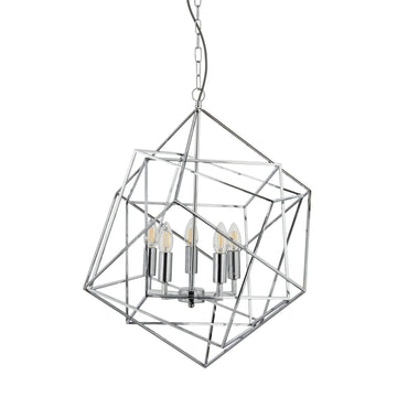 Cube 5 Lights LED Polished Chrome Pendant