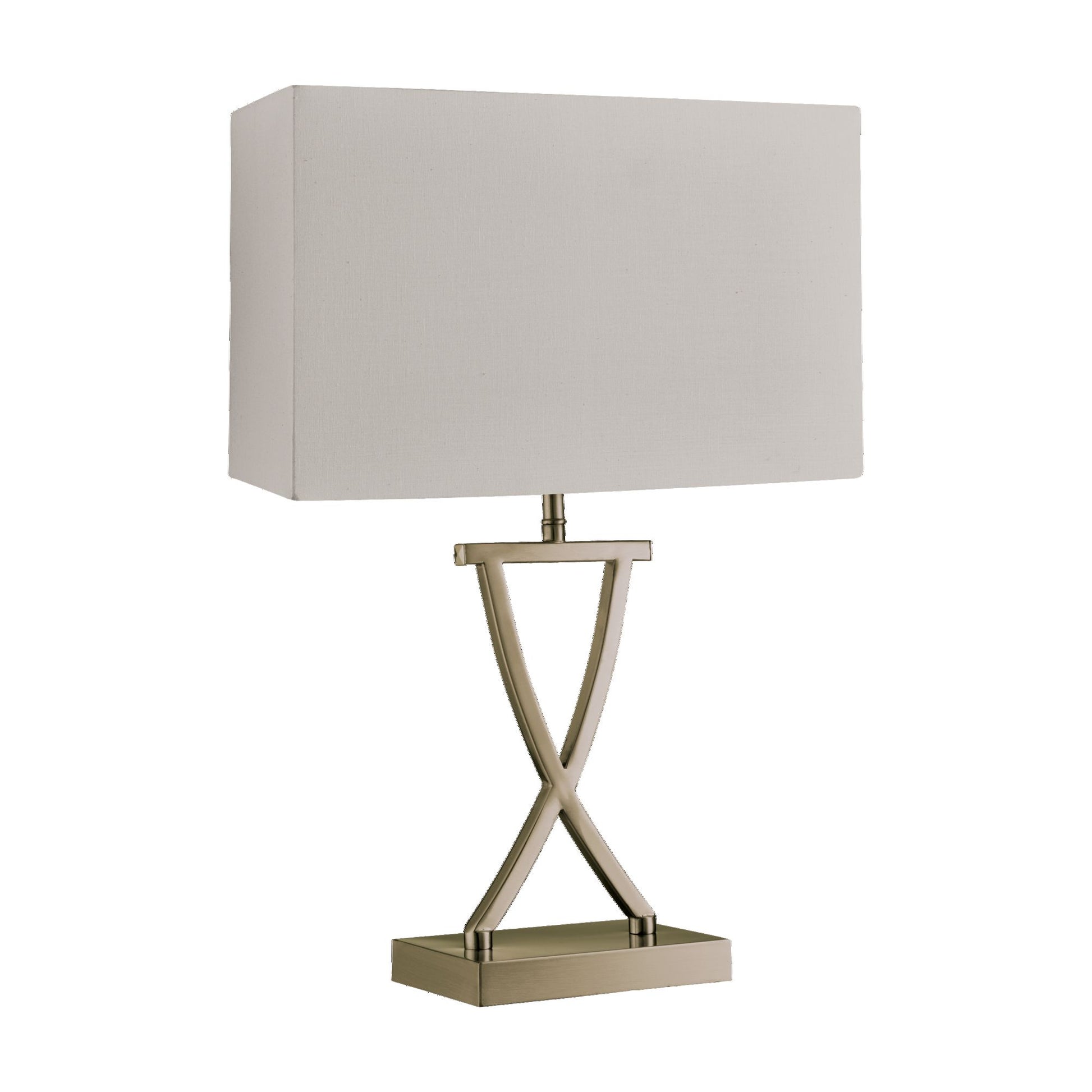 Club Antique Brass & White Fabric Shade Table Lamp