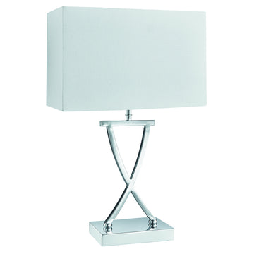 Club Chrome Base & Fabric Shade Table Lamp