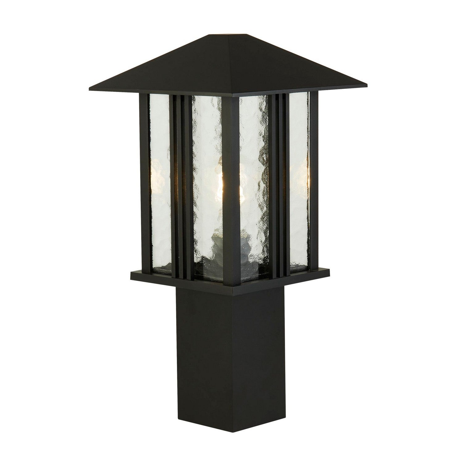 Venice 45cm Black With Glass IP44 Outdoor Post