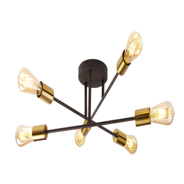 Armstrong 6 Light Black & Satin Brass Ceiling Light