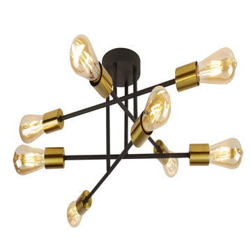 Armstrong 8 Light Black & Satin Brass Ceiling Light
