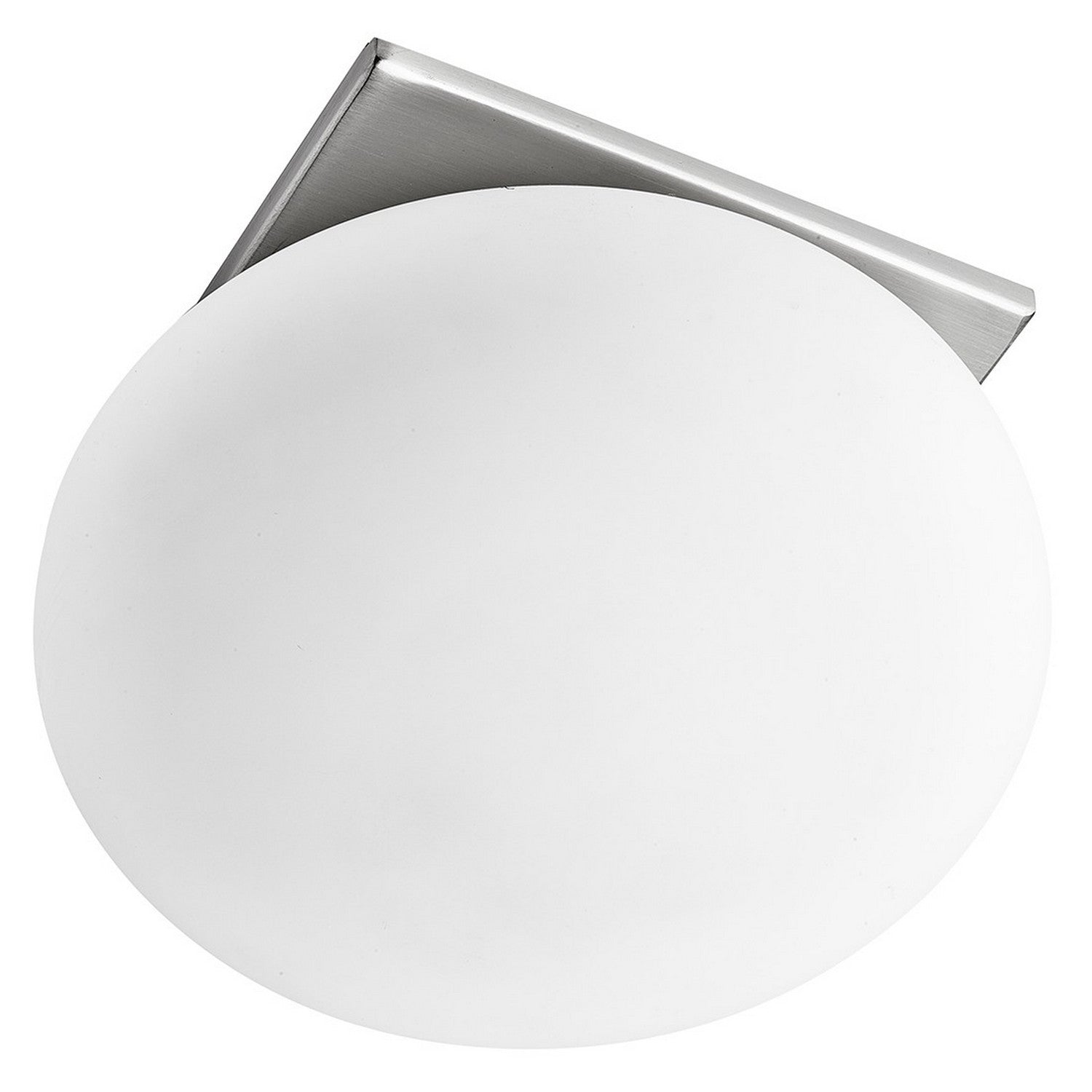 Recessed Satin Silver & Opal Glass Ceiling Light