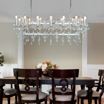 Florence 14 Lights Clear Crystal & Chrome Bar Ceiling Light