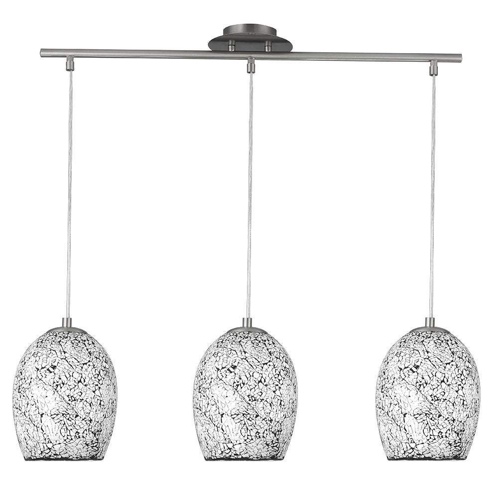 Crackle 3 Lights White Crackled Style Glass Pendant
