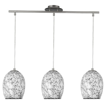 Crackle 3 Lights White Crackled Style Glass Pendant