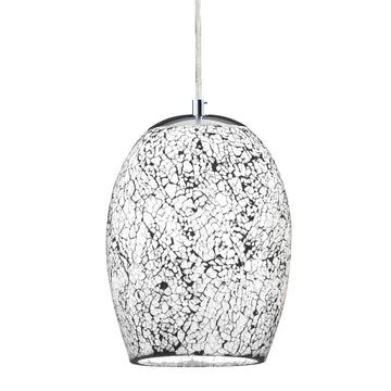 1 Light White Crackle Glass Pendant Chandelier Ceiling Fitting