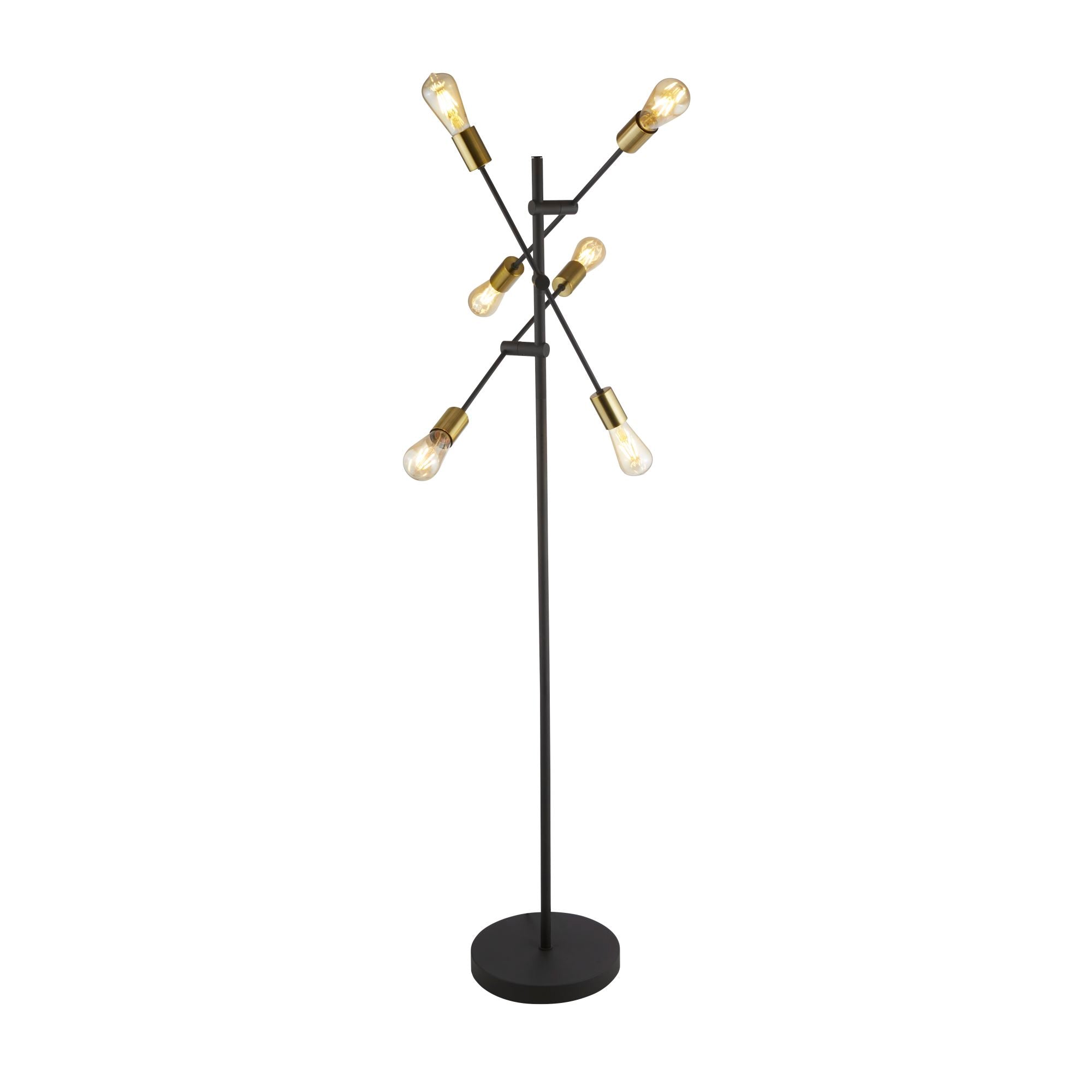 Armstrong 6 Light Black & Satin Brass Floor Lamp