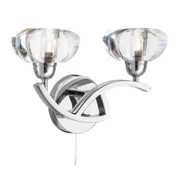 Sculptured Ice II 2 Light Chrome & Glass Wall Light