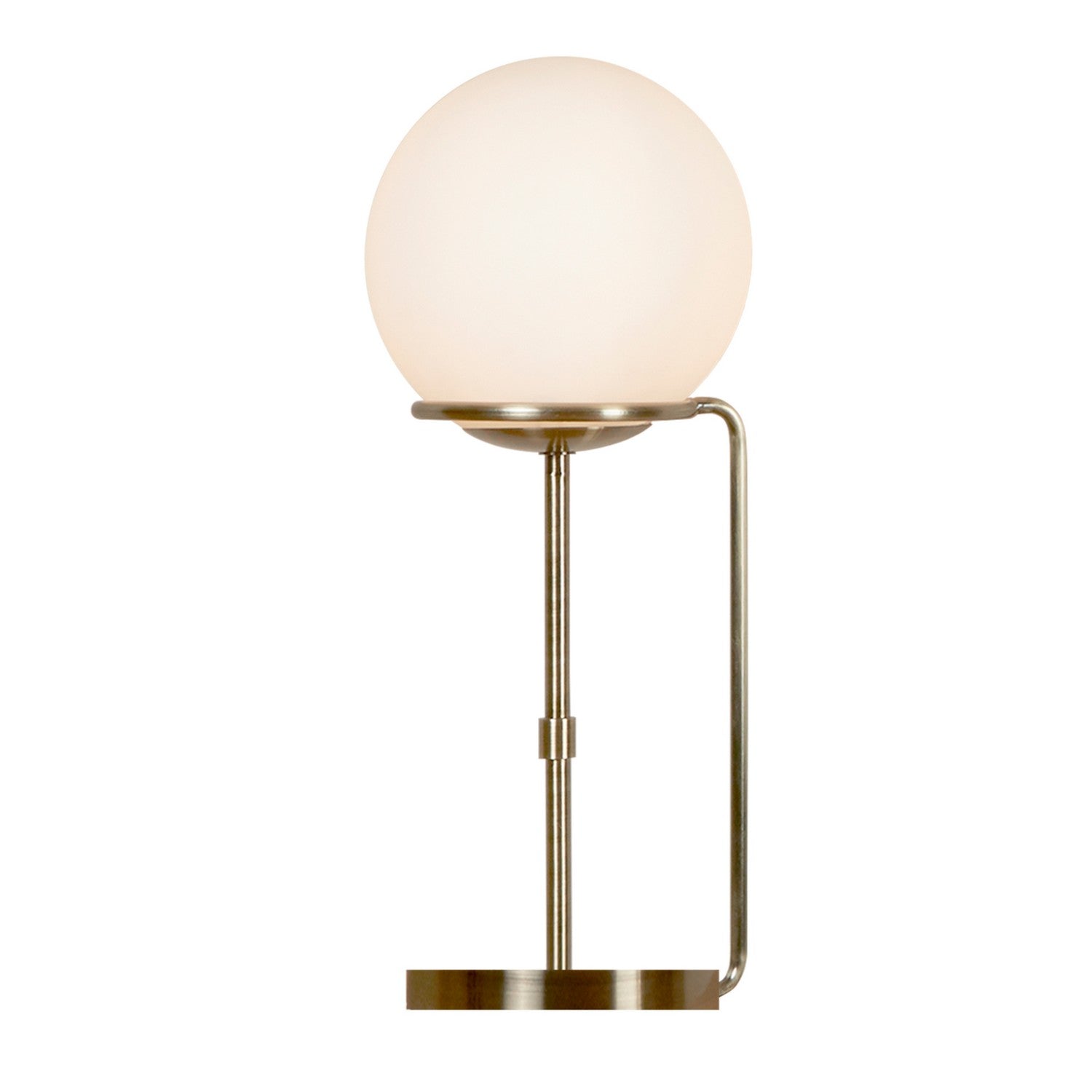 Sphere Antique Brass & Opal Glass Shade Table Lamp