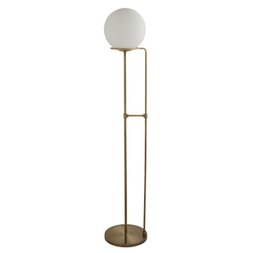 Sphere LED Antique Brass & Opal Glass Floor Lamp