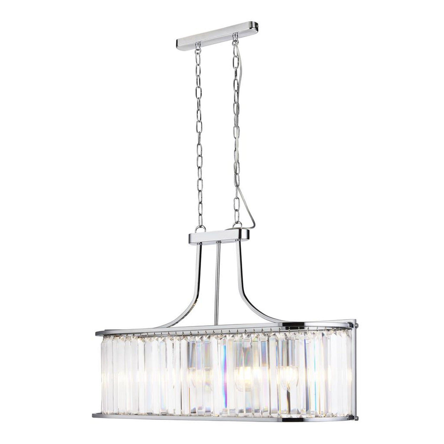 Victoria 5 Light  Chrome & Crystal Glass Oval Pendant