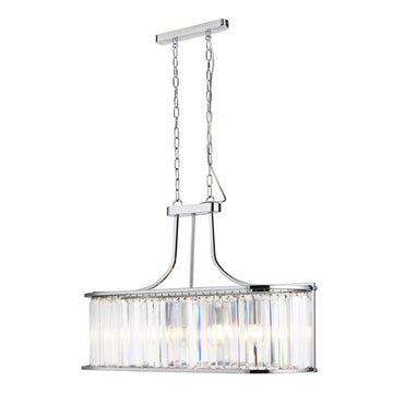 Victoria 5 Light  Chrome & Crystal Glass Oval Pendant