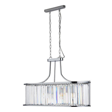 Victoria 5 Light  Chrome & Crystal Glass Oval Pendant