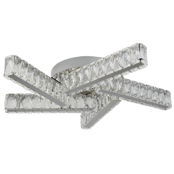 Clover 5 Lights Chrome Clear Glass LED Flush