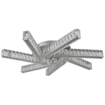 Clover 7 Lights Chrome Clear Crystal LED Flush