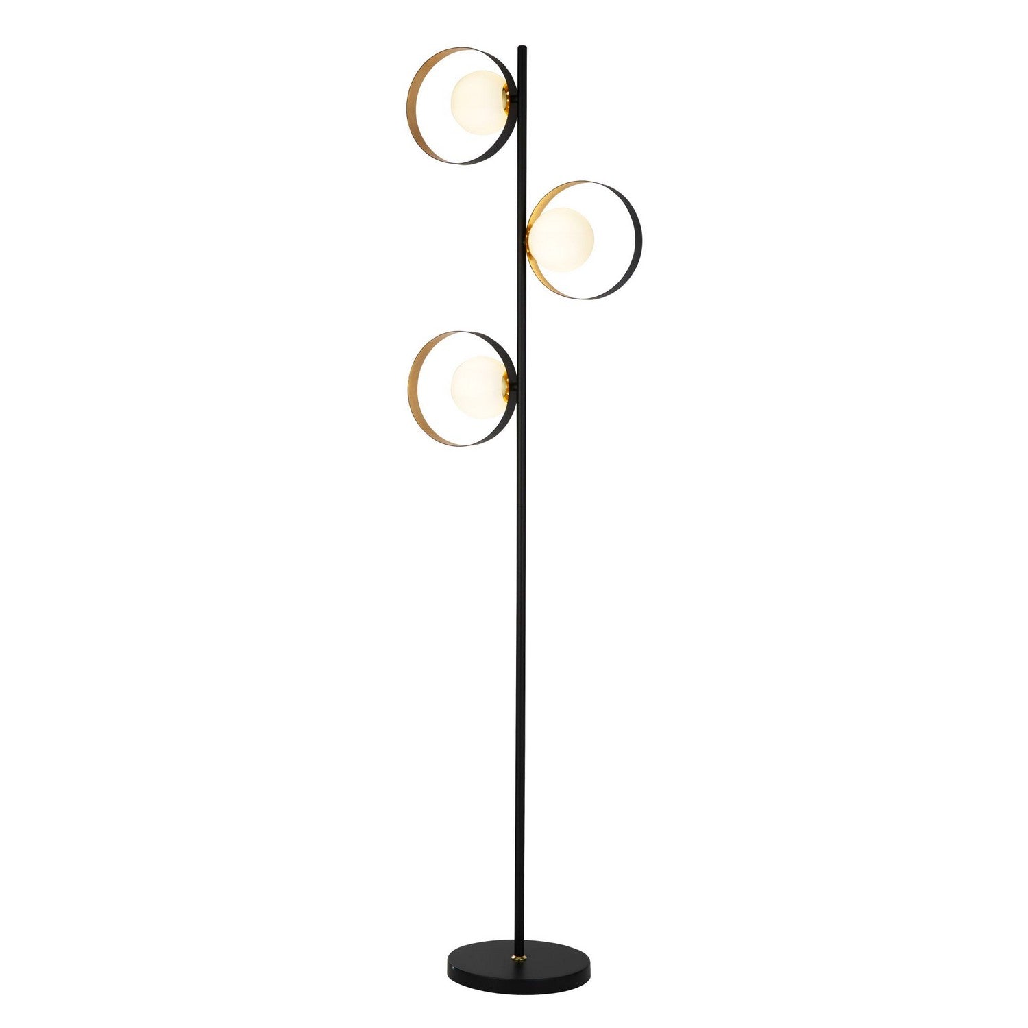 Orbital 3 Light Matt Black & Gold Leaf Ring Floor Lamp