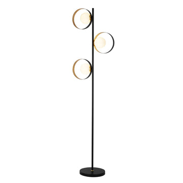 Orbital 3 Light Matt Black & Gold Leaf Ring Floor Lamp