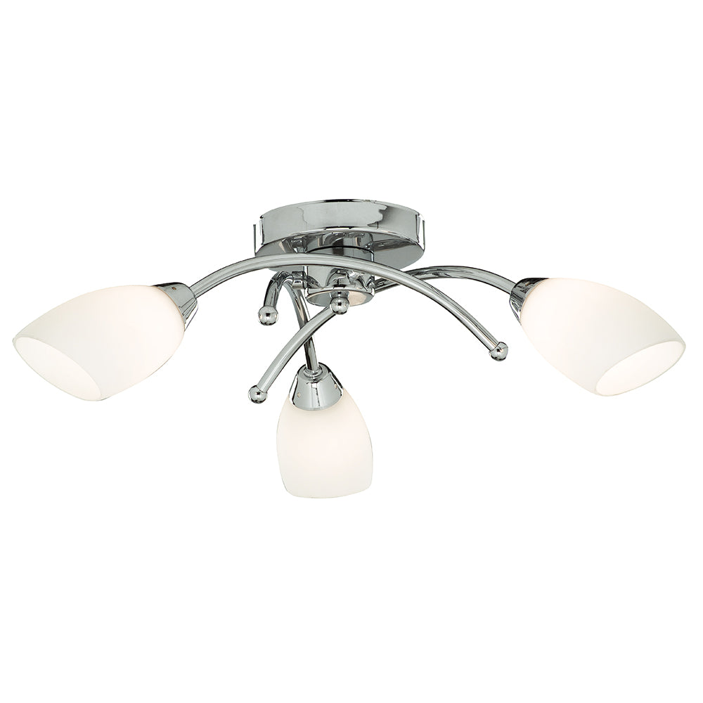 Opera 3 Lights Chrome & Opal Glass Flush