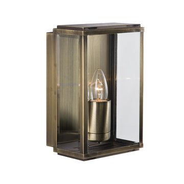 Box Outdoor Antique Brass & Glass Wall & Porch Light