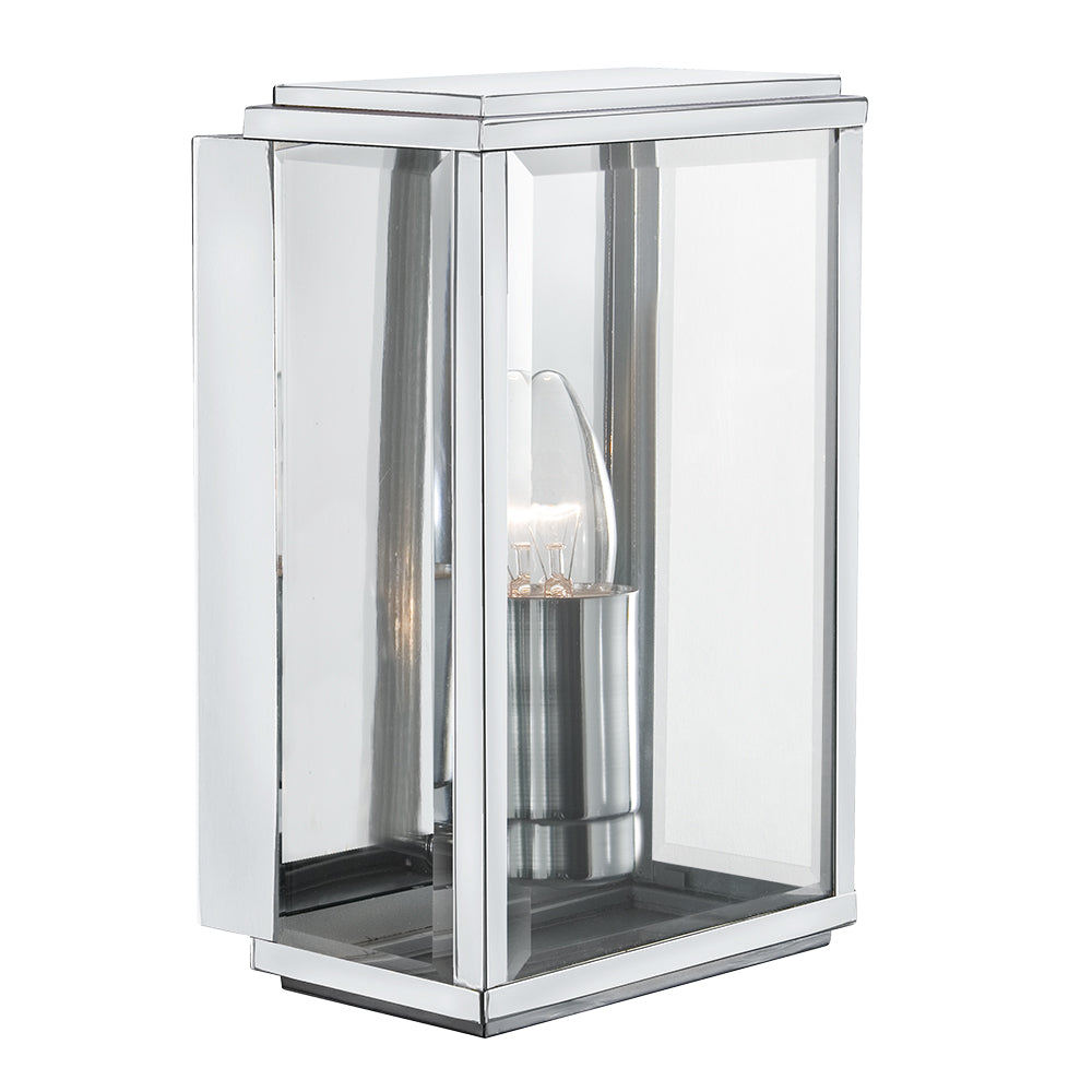 Box Outdoor Satin Silver & Glass Wall & Porch Light