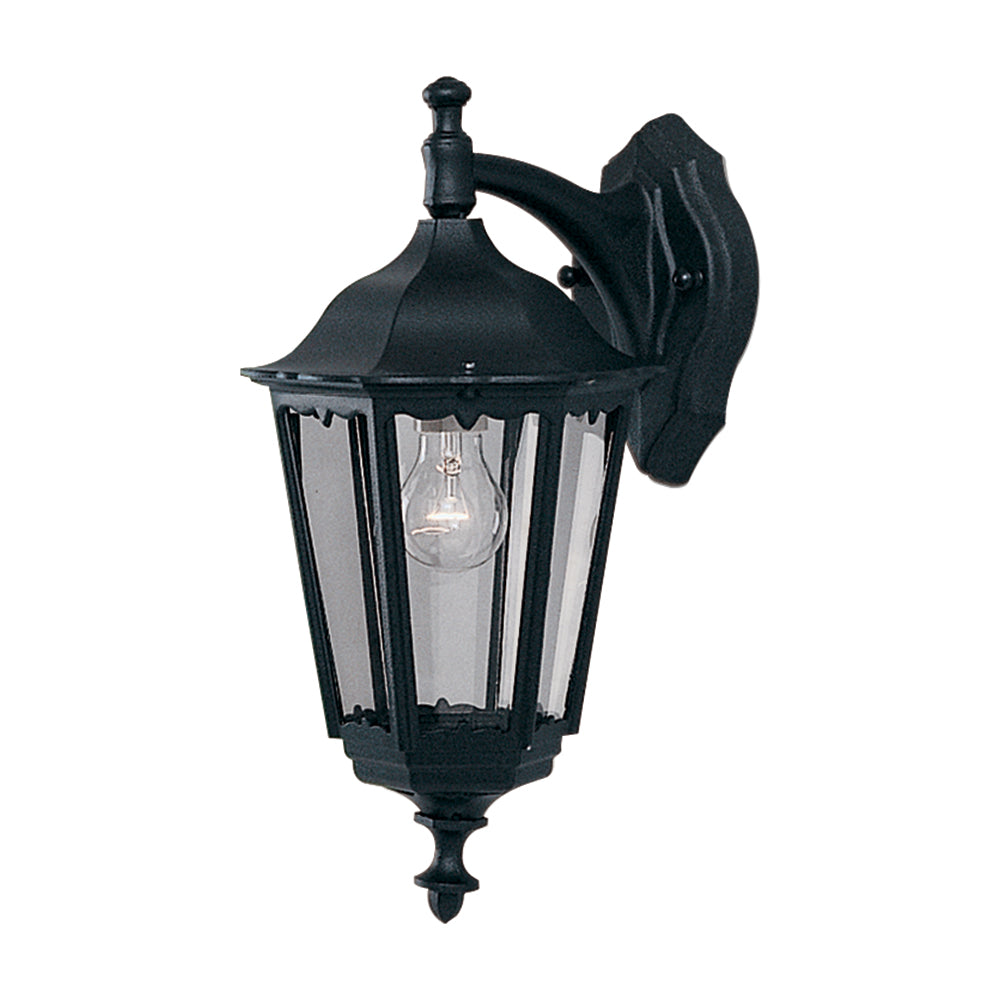 Alex Silk Black Metal & Glass IP44 Wall Downlight