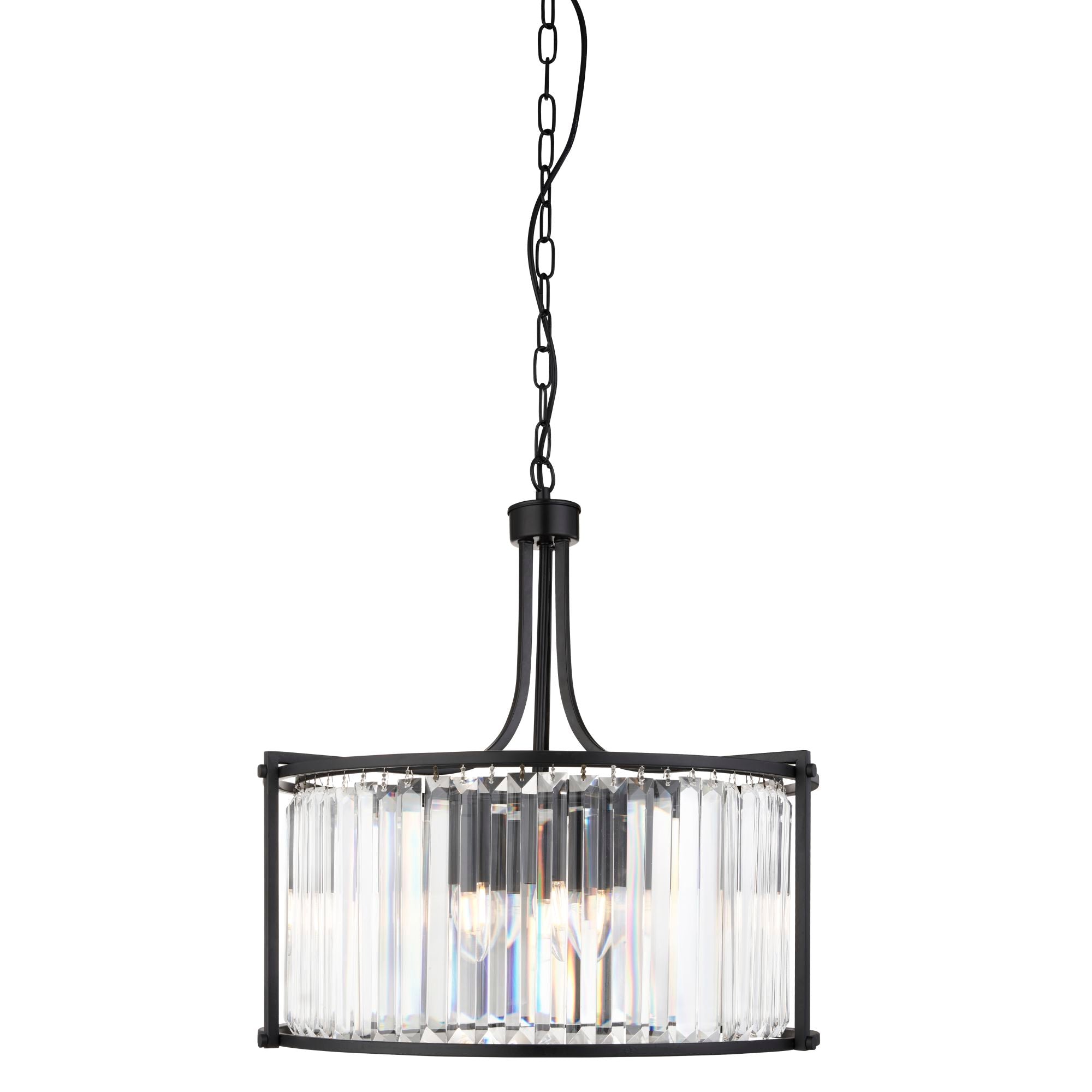 Victoria 5 Light Matt Black & Crystal Glass Pendant