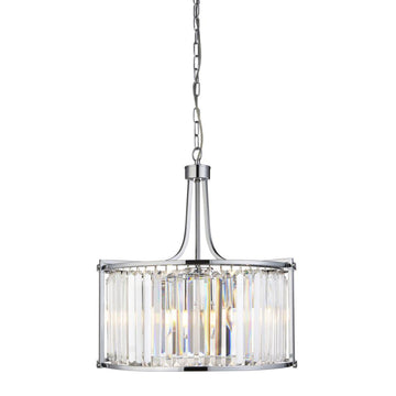 Victoria 5 Light Chrome & Crystal Glass Pendant