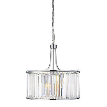 Victoria 5 Light Chrome & Crystal Glass Pendant