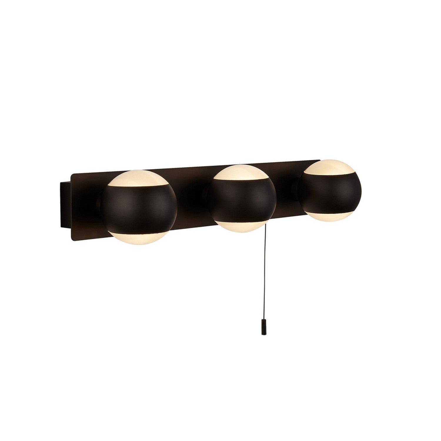 Flare 3 Light Black Metal & Acid Glass Wall Light