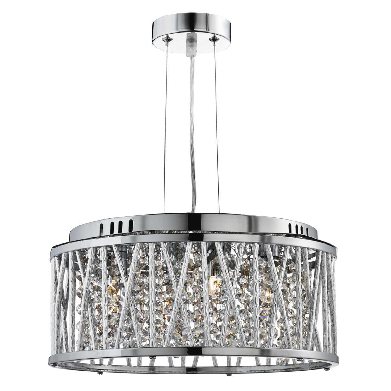 Elise 4 Light Chrome & Crystal Semi Flush Pendant