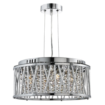 Elise 4 Light Chrome & Crystal Semi Flush Pendant