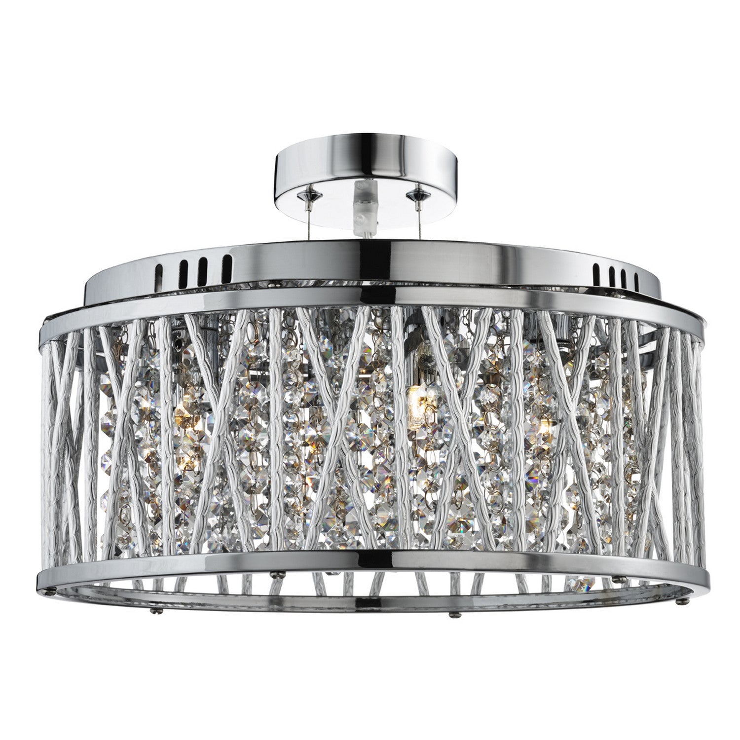 Elise 5 Light Chrome & Crystal Semi Flush Pendant