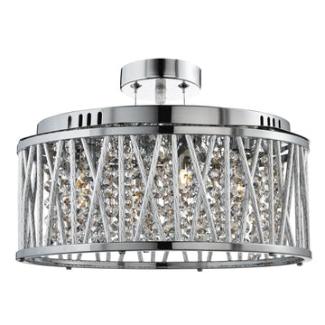 Elise 5 Light Chrome & Crystal Semi Flush Pendant