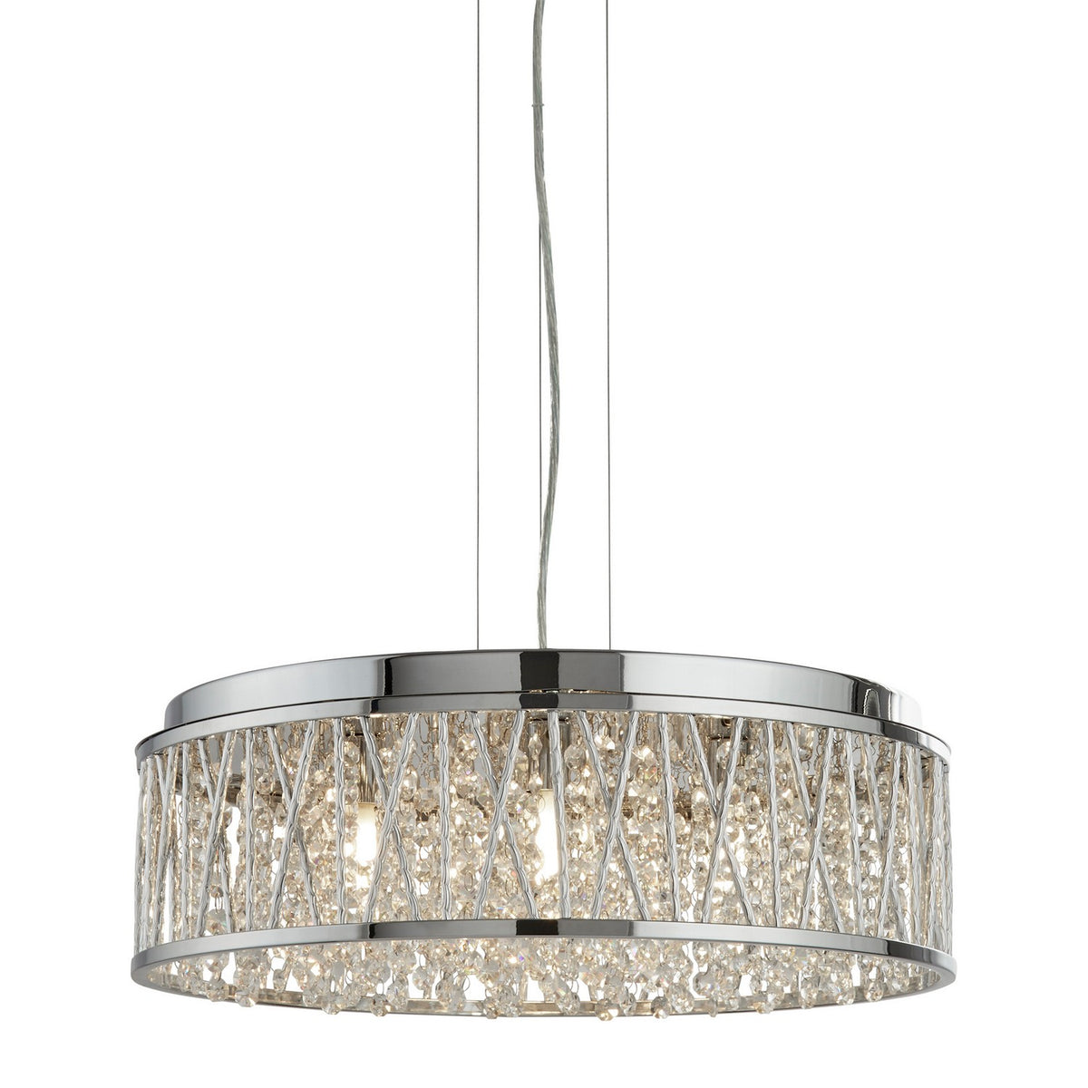 Elise 7 Light Chrome & Crystal Semi Flush Pendant