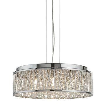 Elise 7 Light Chrome & Crystal Semi Flush Pendant
