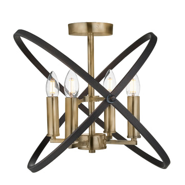 Hoopla 4 Lights Bronze Semi Flush