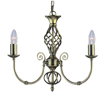 Zanzibar 3 Lights Antique Brass Chandelier