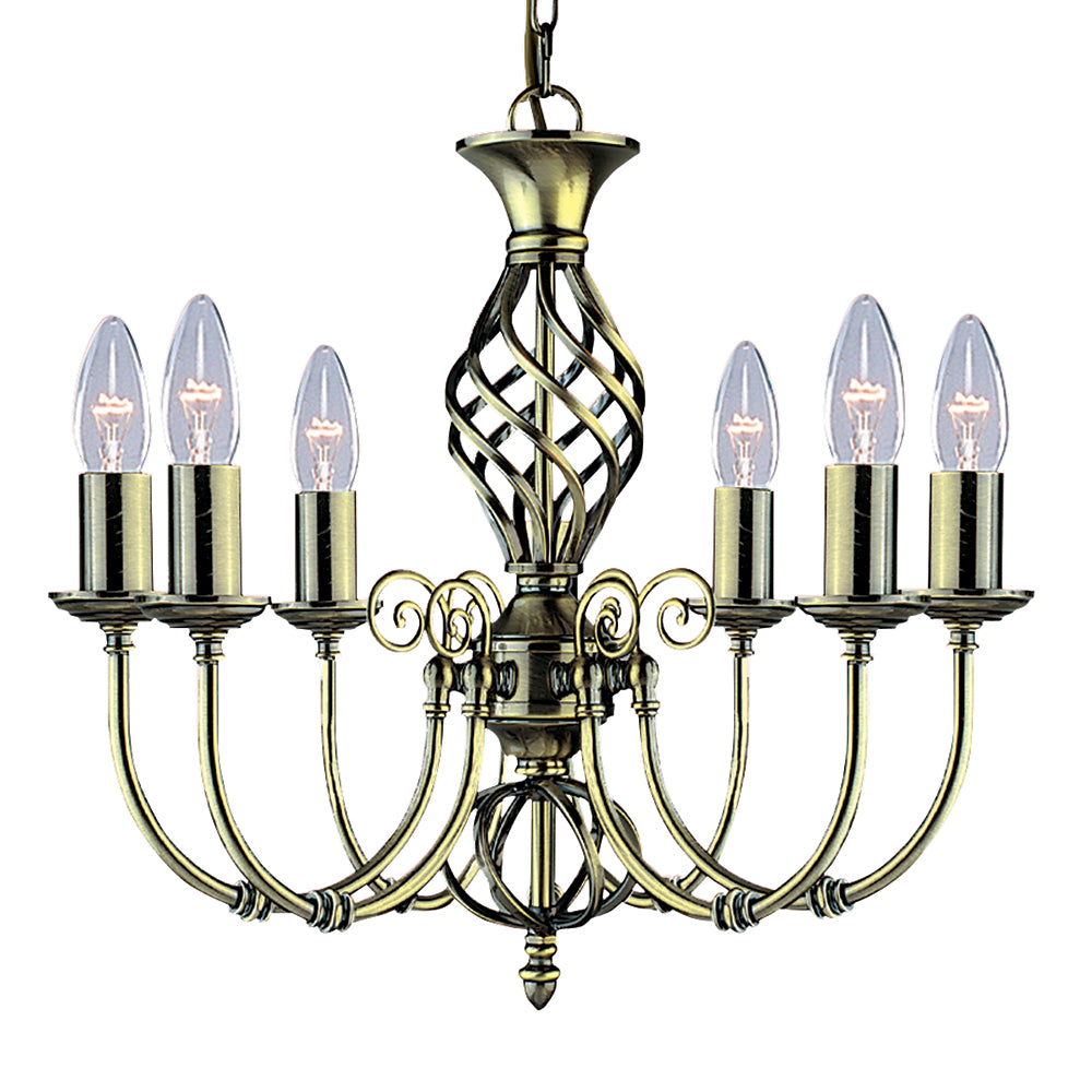 Zanzibar 6 Lights Antique Brass Chandelier