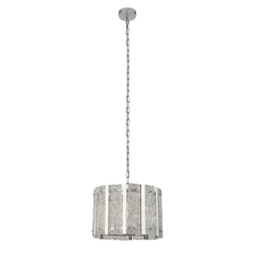 Alexandra 5 Light Satin Silver With Aquatex Glass Pendant