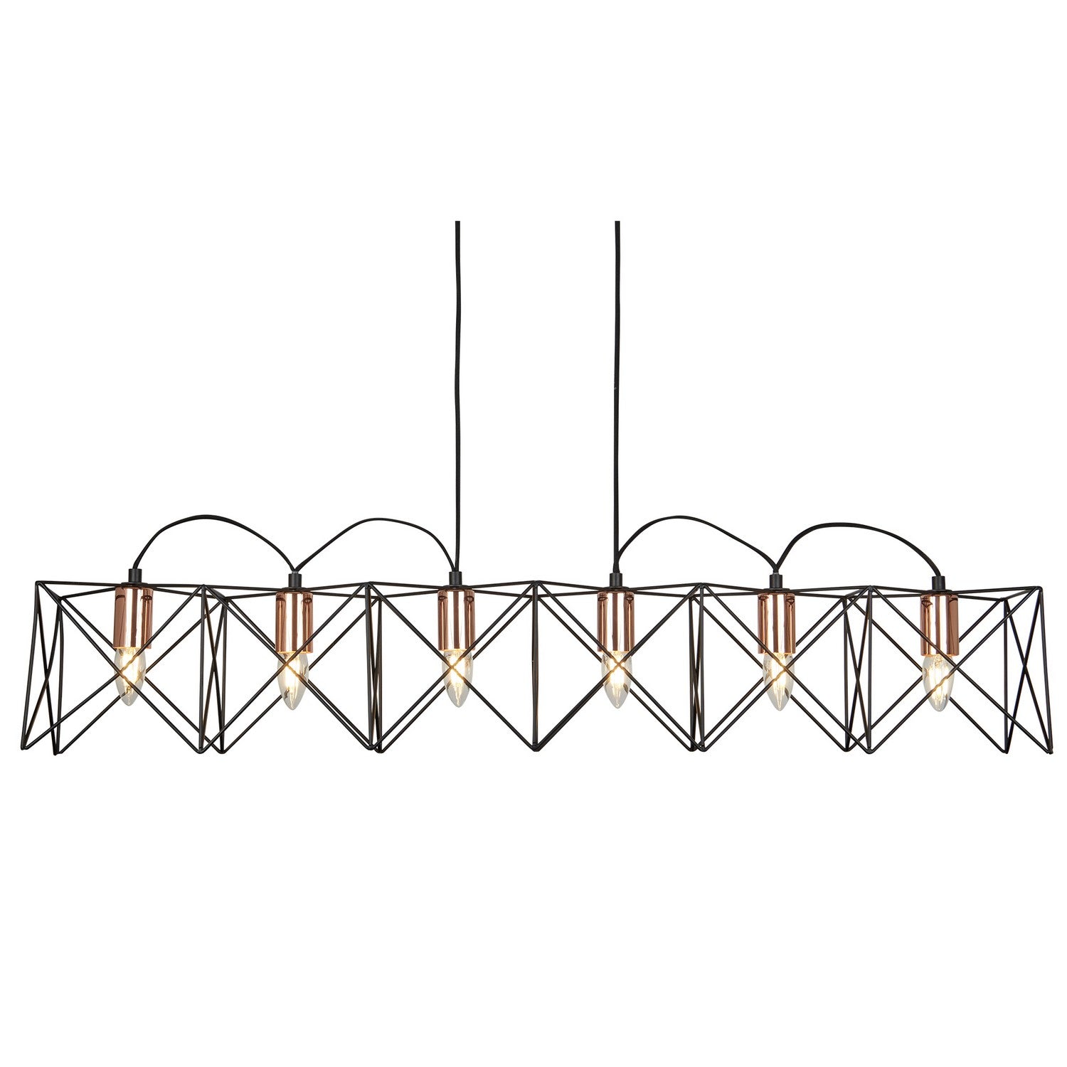 Anthea 6 Light Black Metal & Copper Frame Pendant