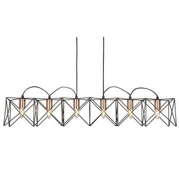 Anthea 6 Light Black Metal & Copper Frame Pendant
