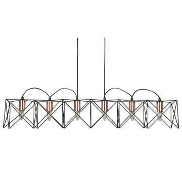 Anthea 6 Light Black Metal & Copper Frame Pendant