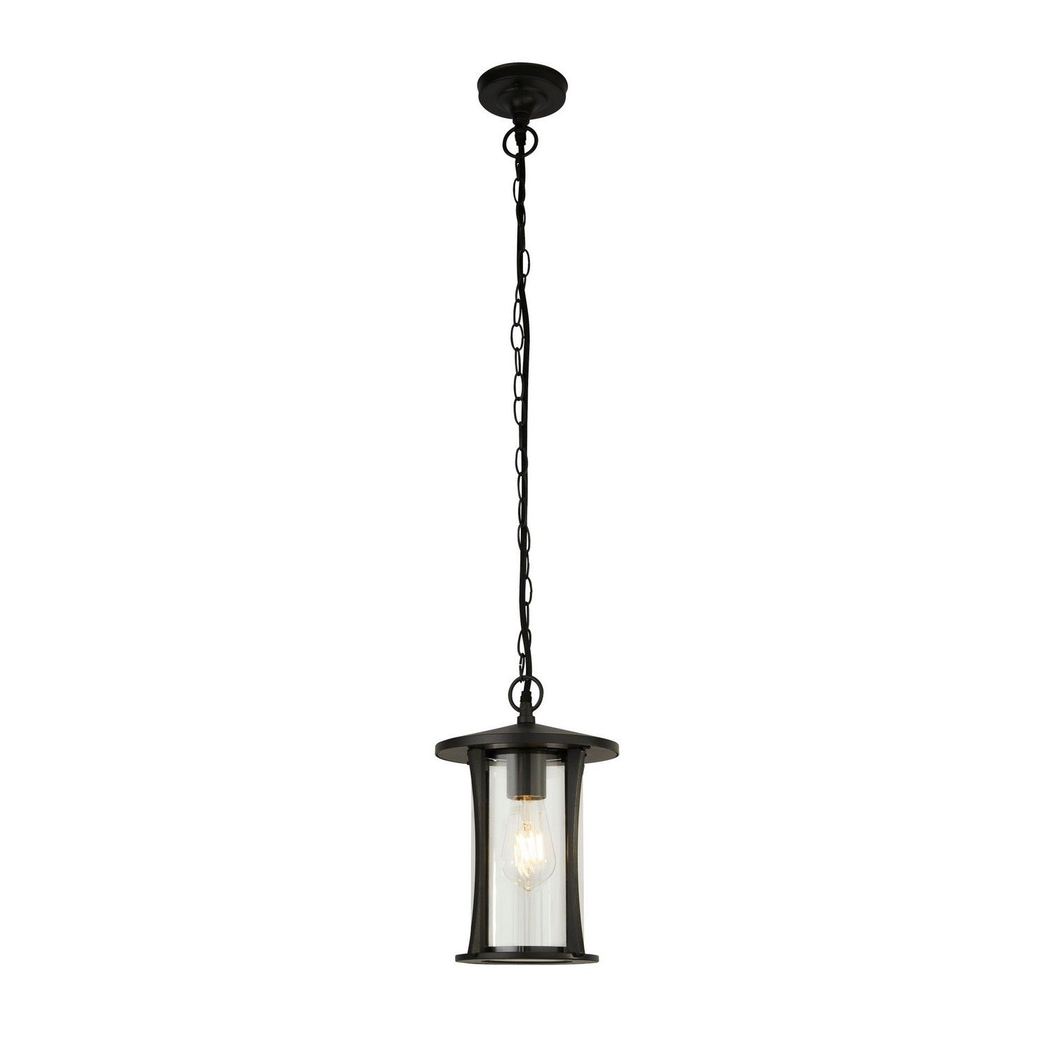 Pagoda Black Metal & Clear Glass IP44 Outdoor Pendant