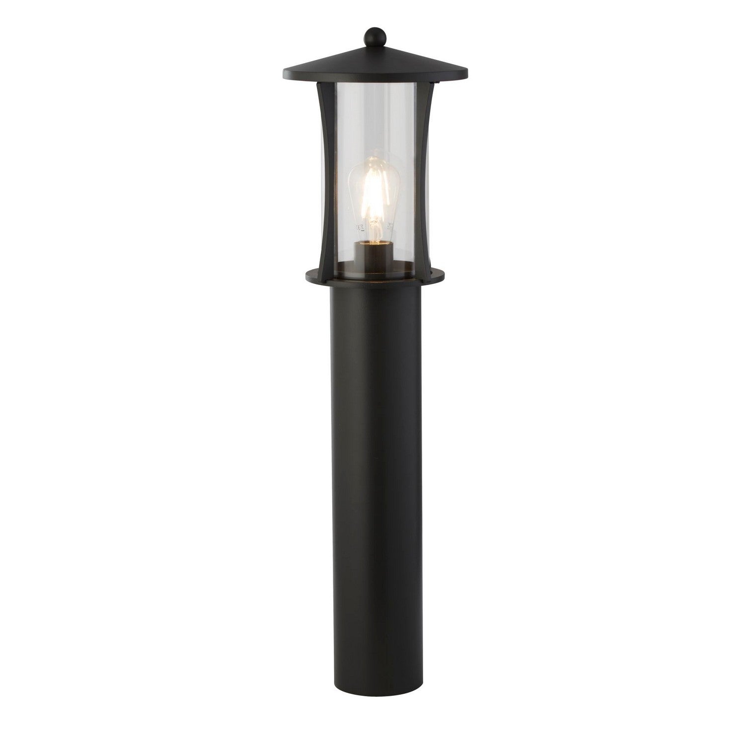 Pagoda 73cm Black Metal & Clear Glass IP44 Outdoor Post