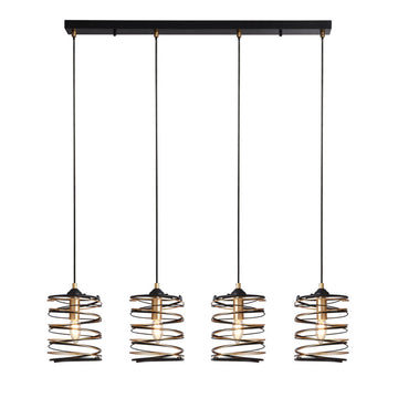 Spring 4 Light Black Metal & Gold Bar Ceiling Pendant