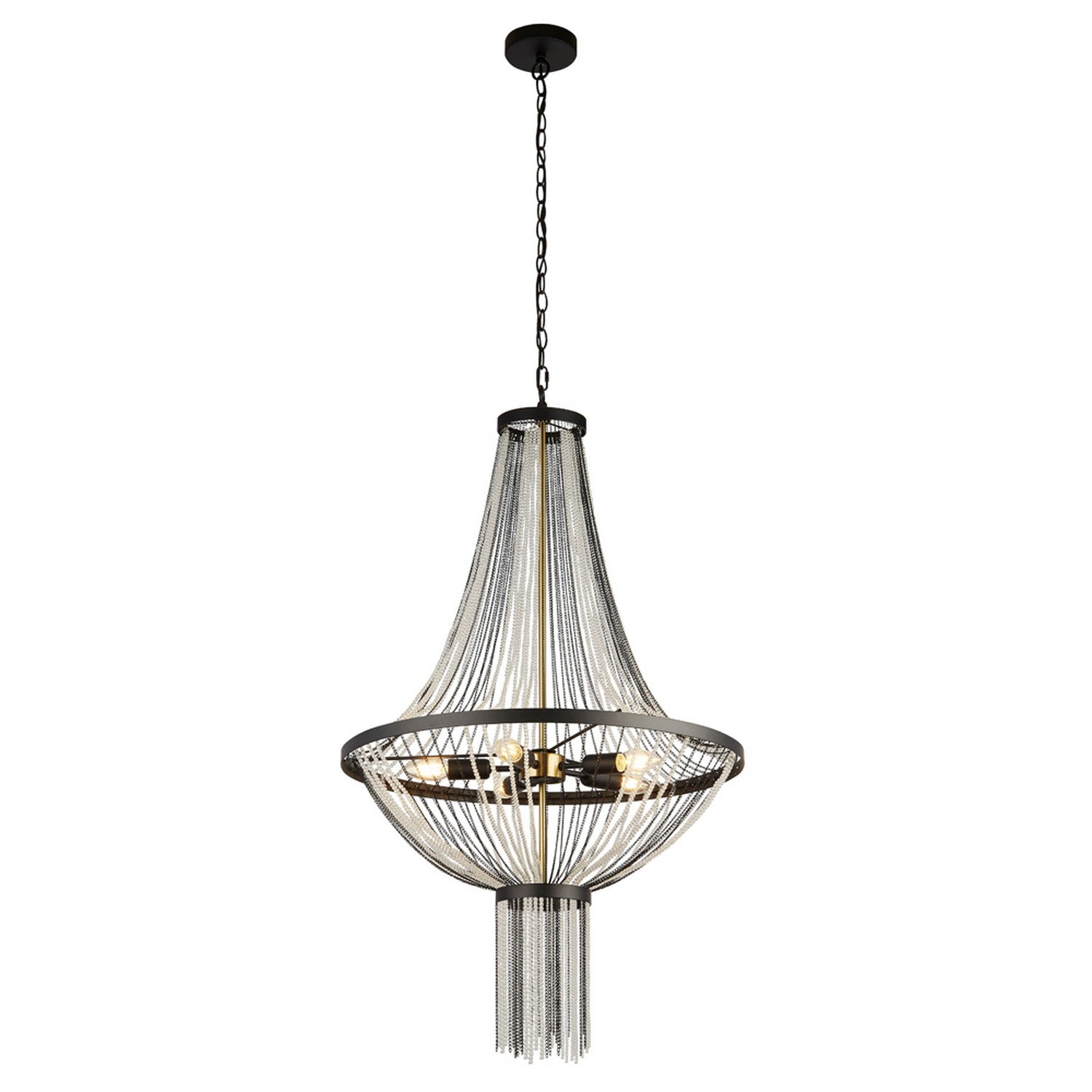 Baguette 5 Light Black Metal & Satin Brass Ceiling Pendant