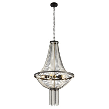 Baguette 5 Light Black Metal & Satin Brass Ceiling Pendant